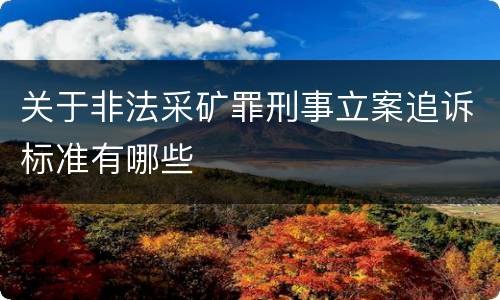 关于非法采矿罪刑事立案追诉标准有哪些