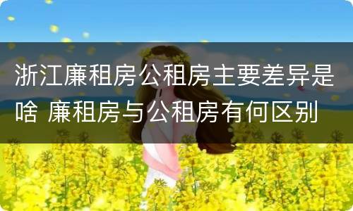 浙江廉租房公租房主要差异是啥 廉租房与公租房有何区别