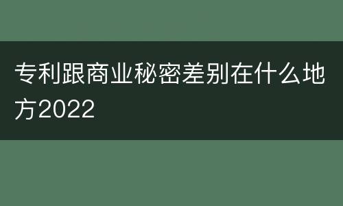 专利跟商业秘密差别在什么地方2022