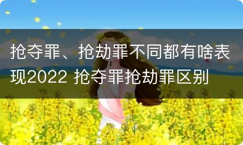 抢夺罪、抢劫罪不同都有啥表现2022 抢夺罪抢劫罪区别