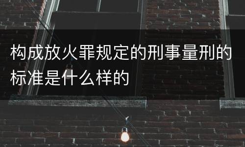 构成放火罪规定的刑事量刑的标准是什么样的