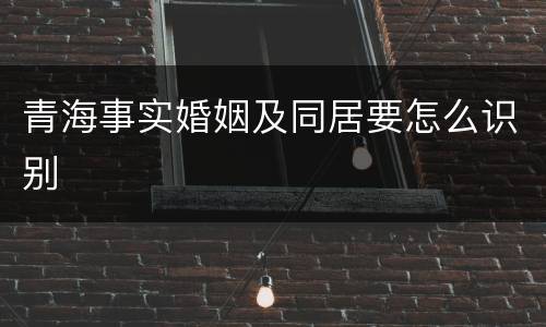 青海事实婚姻及同居要怎么识别
