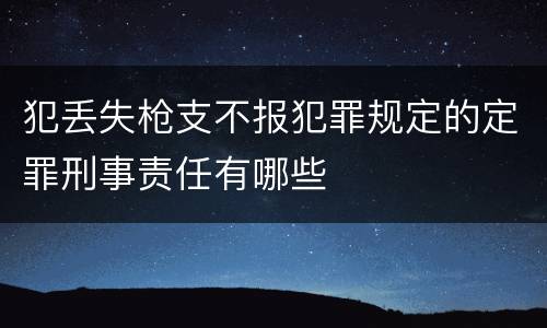 犯丢失枪支不报犯罪规定的定罪刑事责任有哪些