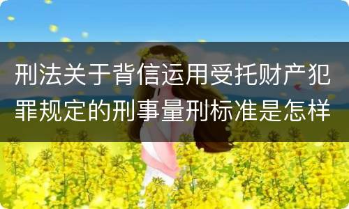 刑法关于背信运用受托财产犯罪规定的刑事量刑标准是怎样的