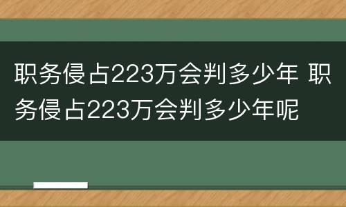职务侵占223万会判多少年 职务侵占223万会判多少年呢