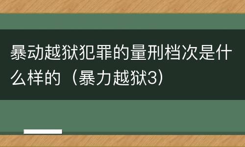 暴动越狱犯罪的量刑档次是什么样的（暴力越狱3）