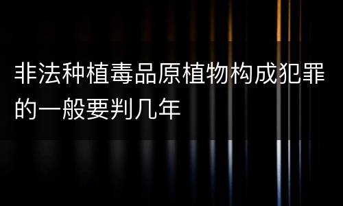 非法种植毒品原植物构成犯罪的一般要判几年