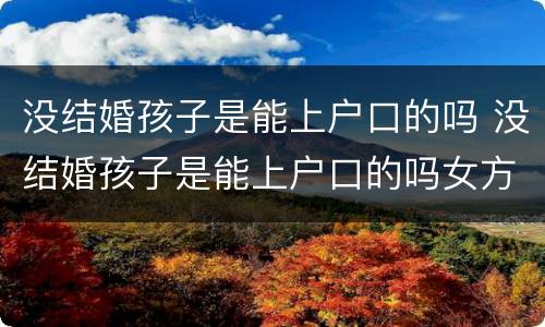 没结婚孩子是能上户口的吗 没结婚孩子是能上户口的吗女方