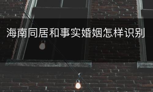 海南同居和事实婚姻怎样识别