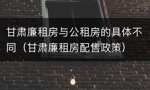 甘肃廉租房与公租房的具体不同（甘肃廉租房配售政策）