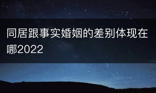 同居跟事实婚姻的差别体现在哪2022
