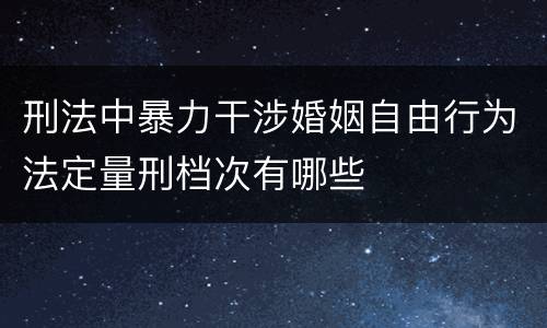 刑法中暴力干涉婚姻自由行为法定量刑档次有哪些