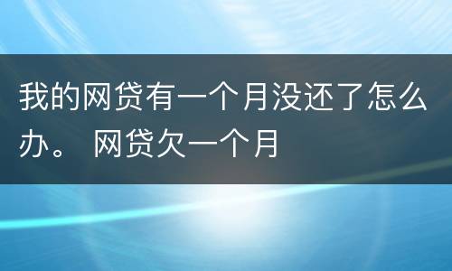 我的网贷有一个月没还了怎么办。 网贷欠一个月