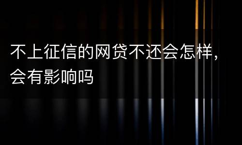 不上征信的网贷不还会怎样，会有影响吗