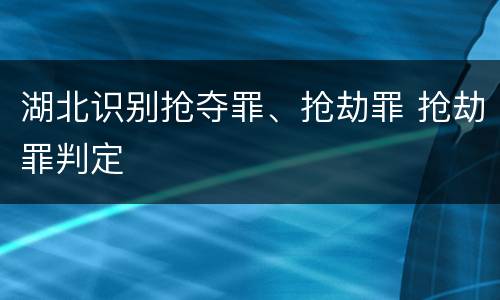 湖北识别抢夺罪、抢劫罪 抢劫罪判定