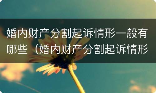 婚内财产分割起诉情形一般有哪些（婚内财产分割起诉情形一般有哪些呢）