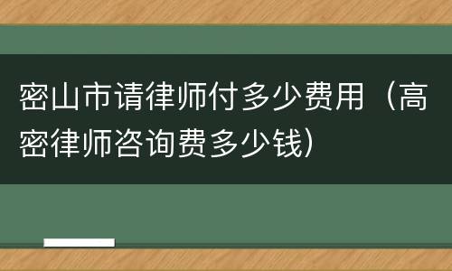 密山市请律师付多少费用（高密律师咨询费多少钱）
