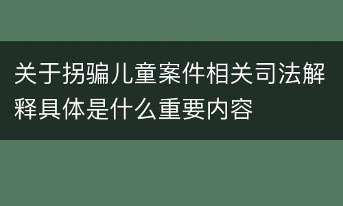 关于拐骗儿童案件相关司法解释具体是什么重要内容