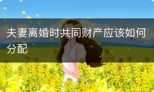 夫妻离婚时共同财产应该如何分配