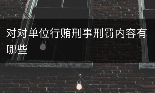 对对单位行贿刑事刑罚内容有哪些