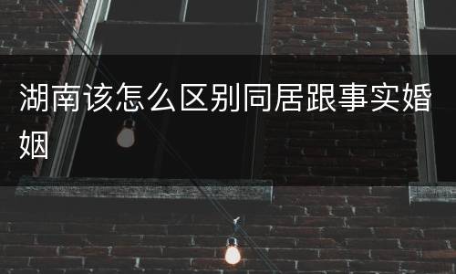 湖南该怎么区别同居跟事实婚姻