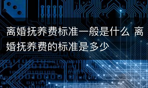 离婚抚养费标准一般是什么 离婚抚养费的标准是多少