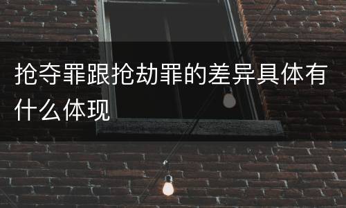 抢夺罪跟抢劫罪的差异具体有什么体现
