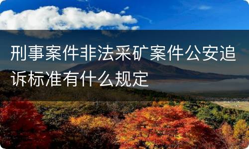 刑事案件非法采矿案件公安追诉标准有什么规定