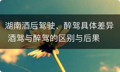 湖南酒后驾驶、醉驾具体差异 酒驾与醉驾的区别与后果