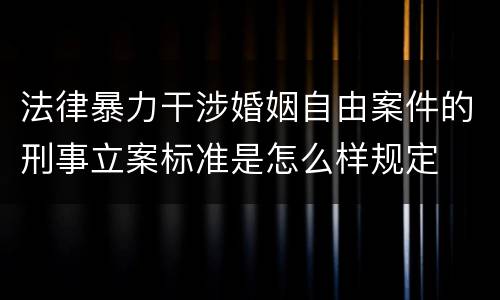 法律暴力干涉婚姻自由案件的刑事立案标准是怎么样规定