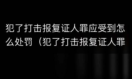 犯了打击报复证人罪应受到怎么处罚（犯了打击报复证人罪应受到怎么处罚呢）
