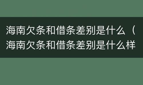 海南欠条和借条差别是什么（海南欠条和借条差别是什么样的）