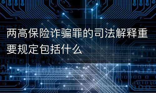 两高保险诈骗罪的司法解释重要规定包括什么
