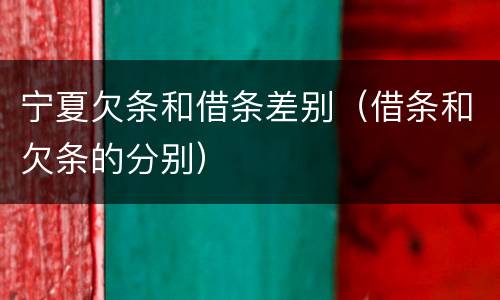 宁夏欠条和借条差别（借条和欠条的分别）