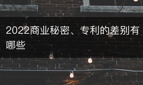 2022商业秘密、专利的差别有哪些