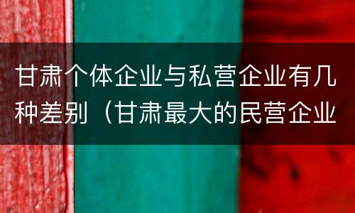 甘肃个体企业与私营企业有几种差别（甘肃最大的民营企业）