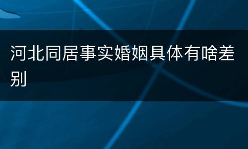 河北同居事实婚姻具体有啥差别