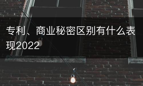 专利、商业秘密区别有什么表现2022