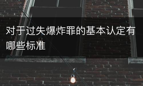 对于过失爆炸罪的基本认定有哪些标准