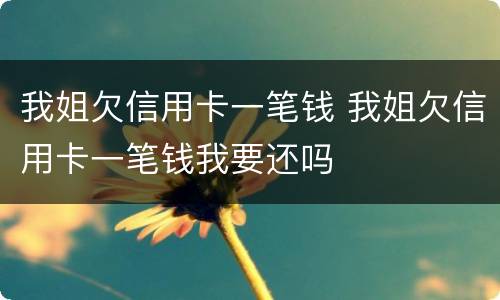 我姐欠信用卡一笔钱 我姐欠信用卡一笔钱我要还吗