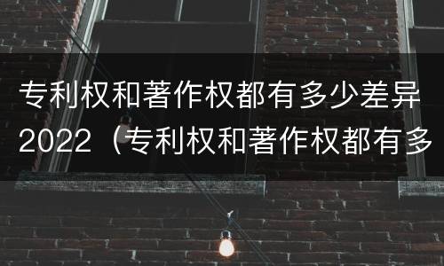 专利权和著作权都有多少差异2022（专利权和著作权都有多少差异2022年）