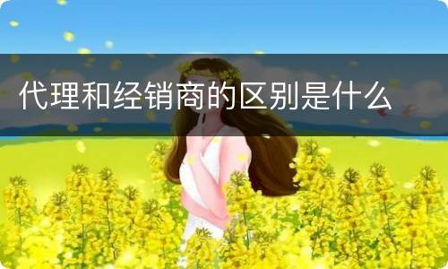 代理和经销商的区别是什么