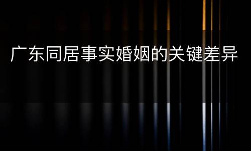 广东同居事实婚姻的关键差异