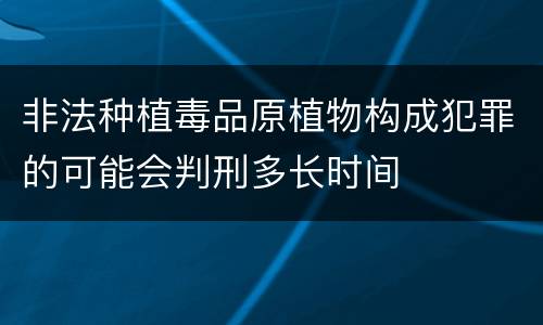 非法种植毒品原植物构成犯罪的可能会判刑多长时间