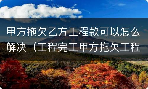 甲方拖欠乙方工程款可以怎么解决（工程完工甲方拖欠工程款）