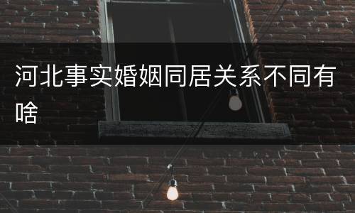 河北事实婚姻同居关系不同有啥