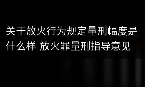 关于放火行为规定量刑幅度是什么样 放火罪量刑指导意见