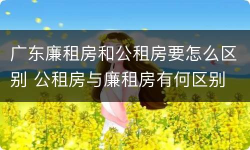 广东廉租房和公租房要怎么区别 公租房与廉租房有何区别