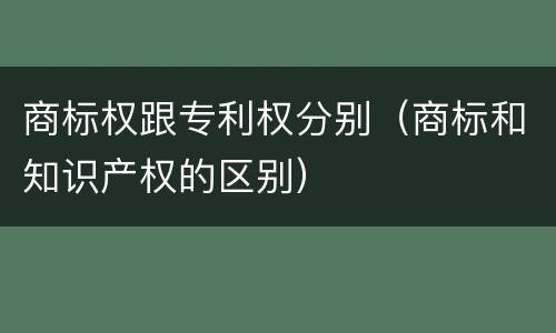 商标权跟专利权分别（商标和知识产权的区别）