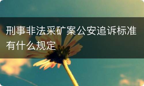 刑事非法采矿案公安追诉标准有什么规定